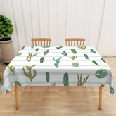 Aperturee Fresh Boho Tablecloth with Green Desert Cactus, for Southwest and Succulent Themed Kitchen Decor